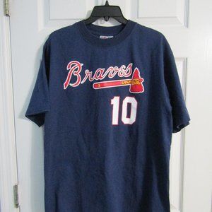 Chipper Jones Atlanta Braves Shirt Adult 2XL Classic Chop Logo MLB Baseball Men